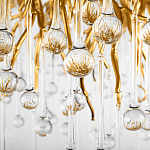 Люстра подвесная с прозрачными стеклянными подвесками в форме капель Диаметр 80 см Droplet Chandelier варинант исполнения - 16 | Loft Concept в Грозном