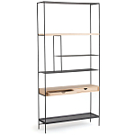 Металлический стеллаж с деревянными полками и ящиками Menzie Metal Wood Rack варинант исполнения - 2 | Loft Concept в Грозном