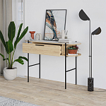 Консоль напольная деревянная с выдвижным ящиком и 2-мя полками со столешницей цвета белый мрамор OTIS CONSOLE OAK варинант исполнения - 2 | Loft Concept в Грозном