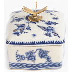 Фарфоровая шкатулка с бронзовой стрекозой Blue and White варинант исполнения - 5 | Loft Concept в Грозном