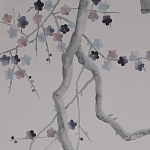 Обои ручная роспись Plum Blossom Special Colourway on Lilac Hint dyed silk варинант исполнения - 3 | Loft Concept в Грозном