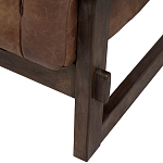 Коричневое кожаное кресло на деревянном каркасе Duncan Armchair варинант исполнения - 1 | Loft Concept в Грозном