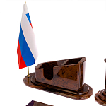 Настольный письменный набор с часами из природного камня обсидиана  Contract Extended варинант исполнения - 3 | Loft Concept в Грозном