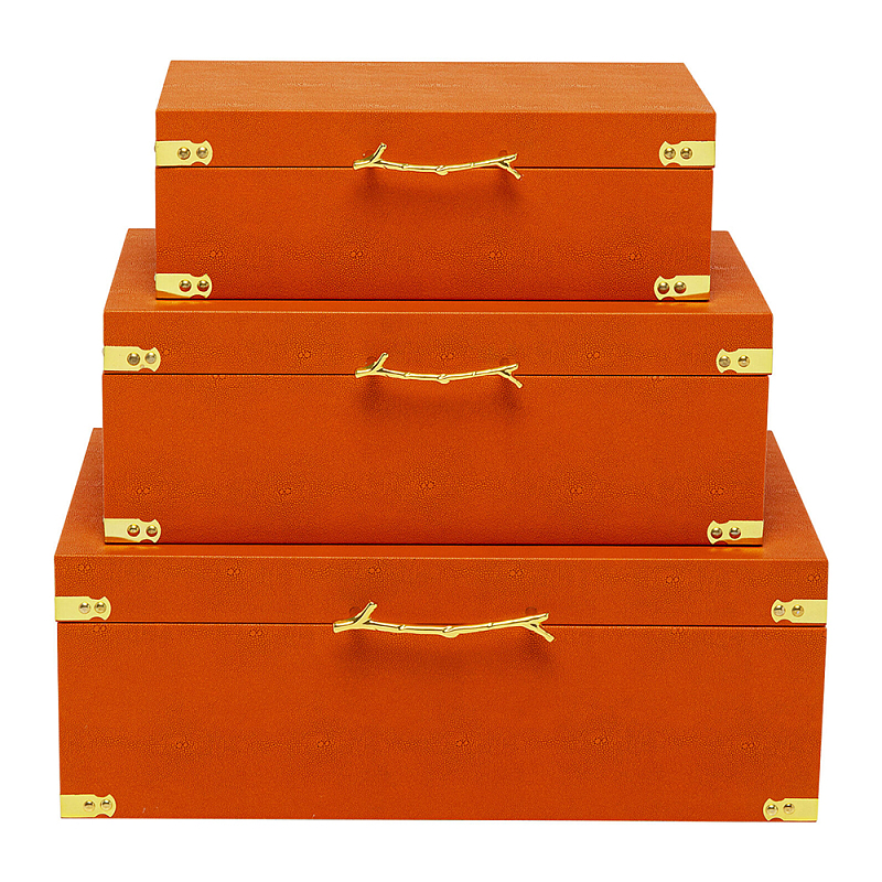 Комплект оранжевых чемоданов Golden Twigs Оранжевый Глянцевое золото в Грозном | Loft Concept 