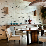 Обои ручная роспись Fishes Blue Pearl on Tarnished Silver gilded silk with pearlescent antiquing варинант исполнения - 4 | Loft Concept в Грозном