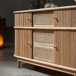 Дизайнерский комод овальный с фактурным фасадом и вставками из плетеных элементов Ambar варинант исполнения - 3 | Loft Concept в Грозном