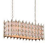 Люстра овальной формы с фактурным серебряным каркасом и тканевым абажуром Silver Honeycomb варинант исполнения - 1 | Loft Concept в Грозном