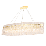 Люстра подвесная овальная с рельефными стеклянными панелями и золотым металлическим каркасом Textured Glass Chandelier варинант исполнения - 2 | Loft Concept в Грозном