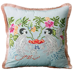 Декоративная подушка Two Monkeys on Blue Cushion
