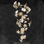 Люстра каскадная из белых цветов каллы и птичек Refined Taste of Light варинант исполнения - 1 | Loft Concept в Грозном