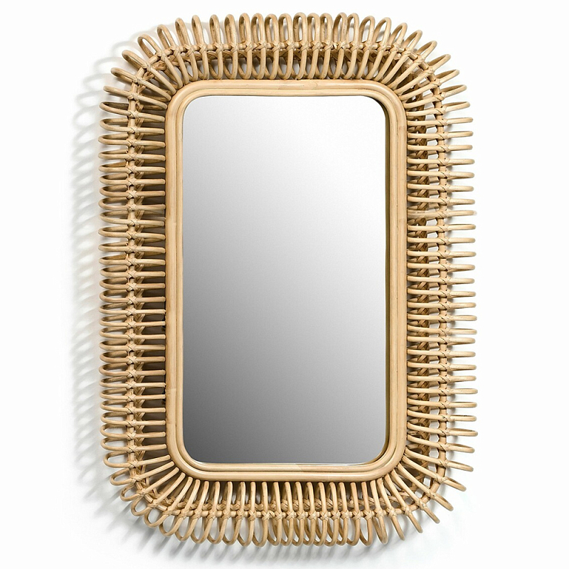 Зеркало из ротанга WICKER MIRROR Бежевый Зеркало из ротанга WICKER MIRROR Бежевый в Грозном | Loft Concept