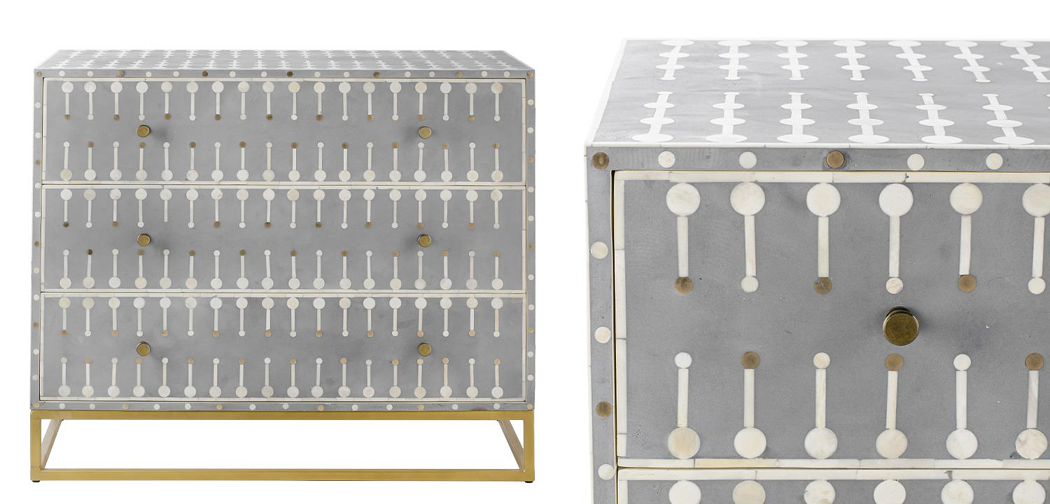 Комод серый кость BONE INLAY 3 DRAWER Комод серый кость BONE INLAY 3 DRAWER - Loft-Concept в Грозном