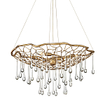 Люстра подвесная золотого цвета с металлическим сетчатым основанием и стеклянными каплевидными подвесками Hinkley варинант исполнения - 1 | Loft Concept в Грозном