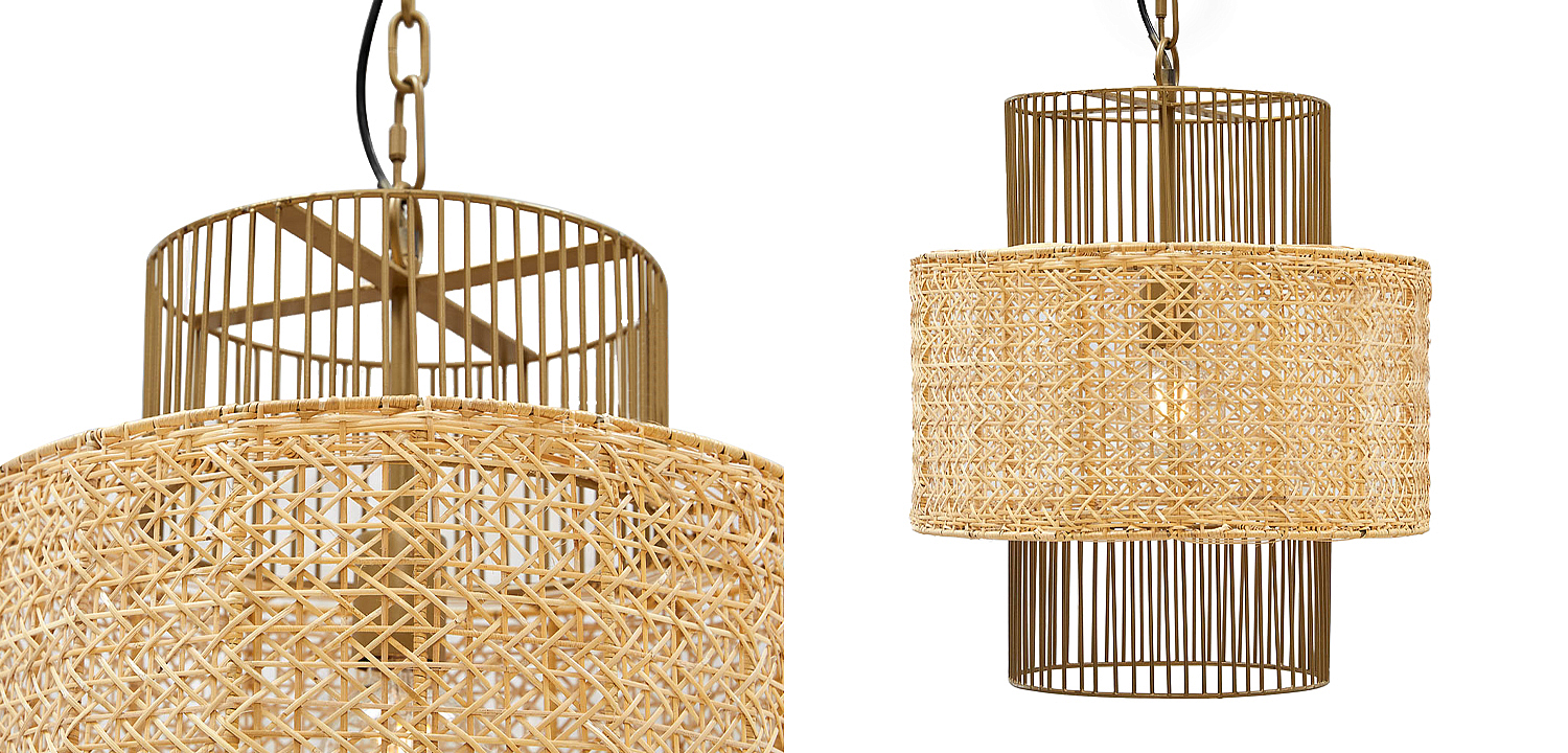 Люстра с плафоном из ротанга Raquel Wicker Chandelier Люстра с плафоном из ротанга Raquel Wicker Chandelier - Loft-Concept в Грозном