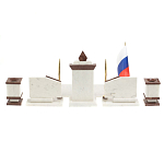Настольный письменный набор из мрамора и лемезита с гербом и флагом России Marble Accessory варинант исполнения - 6 | Loft Concept в Грозном