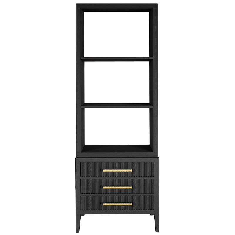 Этажерка Primo с ящиками шпон Черный дуб Черный Золотой в Грозном | Loft Concept 