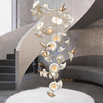 Люстра каскадная из белых цветов каллы и птичек Refined Taste of Light варинант исполнения - 4 | Loft Concept в Грозном