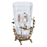 Ваза стеклянная прозрачная с бронзовым основанием в виде ветвей и фарфоровыми птичками Eden Garden варинант исполнения - 2 | Loft Concept в Грозном