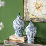 Ваза с крышкой и голубым цветочным рисунком на белом фоне Blue & White Ornament варинант исполнения - 6 | Loft Concept в Грозном