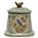 Шкатулка голубого цвета с рисунком и состаренным эффектом Eden Garden варинант исполнения - 1 | Loft Concept в Грозном