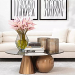 Дизайнерский журнальный стол с круглой столешницей на 3-х геометрических ножках Lehumod варинант исполнения - 4 | Loft Concept в Грозном