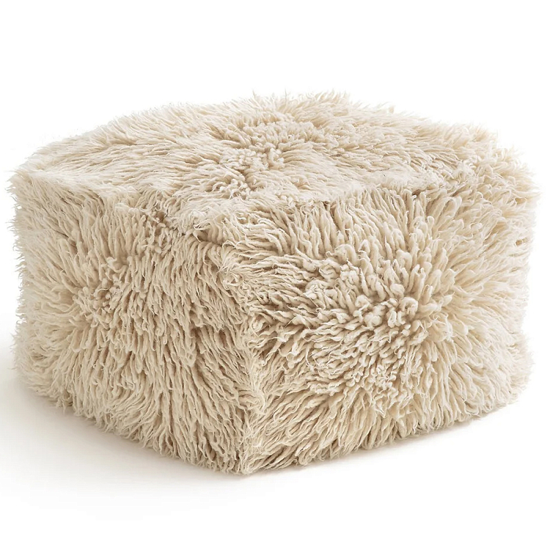 Пуф из шерсти Berthe Fluffy Pouf Бежевый Пуф из шерсти Berthe Fluffy Pouf Бежевый в Грозном | Loft Concept
