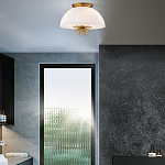 Подвесной светильник золотого цвета с полусферическим опаловым плафоном и декоративным элементом Elstead Lighting варинант исполнения - 9 | Loft Concept в Грозном