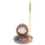 Часы настольные с шариковой металлической ручкой из натурального камня Stone Clock варинант исполнения - 4 | Loft Concept в Грозном