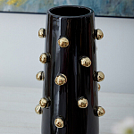 Ваза черная цилиндрическая с глянцевым покрытием и золотыми декоративными элементами Molecule Collection варинант исполнения - 2 | Loft Concept в Грозном