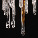 Люстра линейная золотого цвета с декоративными ветвями и длинными стеклянными подвесками в форме сосулек Droplet Chandelier варинант исполнения - 9 | Loft Concept в Грозном