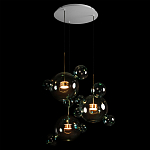 Люстра подвесная с прозрачными бирюзовыми стеклянными шарами и круглым основанием 3 лампы Giopato & Coombes варинант исполнения - 4 | Loft Concept в Грозном