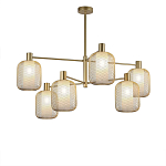 Люстра потолочная с абажурами из металлической сетки Loft Grid Pendant Gold варинант исполнения - 1 | Loft Concept в Грозном