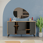 Комод цвета древесины с 3-мя дверцами и выдвижным ящиком темно-серого цвета SPARK CONSOLE OAK ANTHRACITE варинант исполнения - 2 | Loft Concept в Грозном