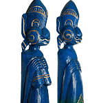 Комплект из 2-х деревянных статуэток Asmat Statuettes Blue Green варинант исполнения - 6 | Loft Concept в Грозном
