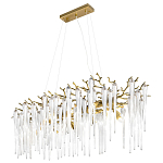 Люстра подвесная прямоугольная с бронзовыми акцентами и прозрачными стеклянными каплями Droplet Chandelier варинант исполнения - 3 | Loft Concept в Грозном