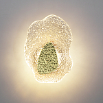 Бра с рельефным волнообразным стеклянным плафоном и вставкой из мрамора Liquid Stone варинант исполнения - 3 | Loft Concept в Грозном