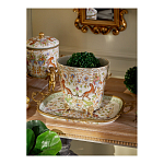 Кашпо с растительным и животным орнаментом на бронзовых ножках Turquoise Blooming Garden варинант исполнения - 6 | Loft Concept в Грозном