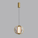 Подвесной светильник с круглым плафоном из искусственного алебастра в бронзовой оправе Marbella варинант исполнения - 4 | Loft Concept в Грозном