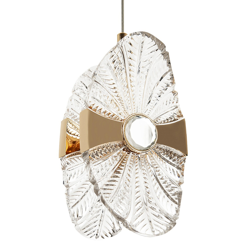 Подвесной светильник из хрусталя Fleuretta Crystal Gold Hanging Lamp Прозрачное Стекло Золотой Подвесной светильник из хрусталя Fleuretta Crystal Gold Hanging Lamp Прозрачное Стекло Золотой в Грозном | Loft Concept