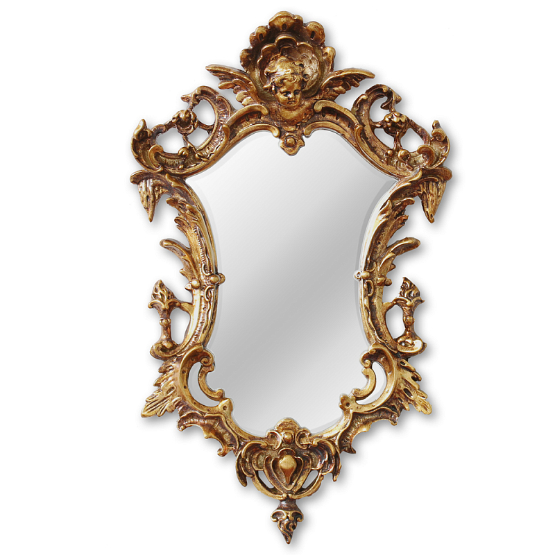Зеркало настенное в ажурной раме золотого цвета с эффектом старины Classic Ornament Mirror Золотой Зеркало настенное в ажурной раме золотого цвета с эффектом старины Classic Ornament Mirror Золотой в Грозном | Loft Concept