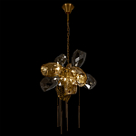 Люстра подвесная со стеклянными плафонами из дымчатого и золотистого с шестью вертикальными подвесками Gilded Mirage  варинант исполнения - 6 | Loft Concept в Грозном