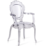 Прозрачный стул с подлокотниками LOUIS GHOST CHAIR Grey варинант исполнения - 1 | Loft Concept в Грозном