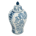 Ваза с крышкой и голубым цветочным рисунком на белом фоне Blue & White Ornament варинант исполнения - 1 | Loft Concept в Грозном