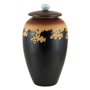 Ваза с крышкой керамическая черная Ethiopia