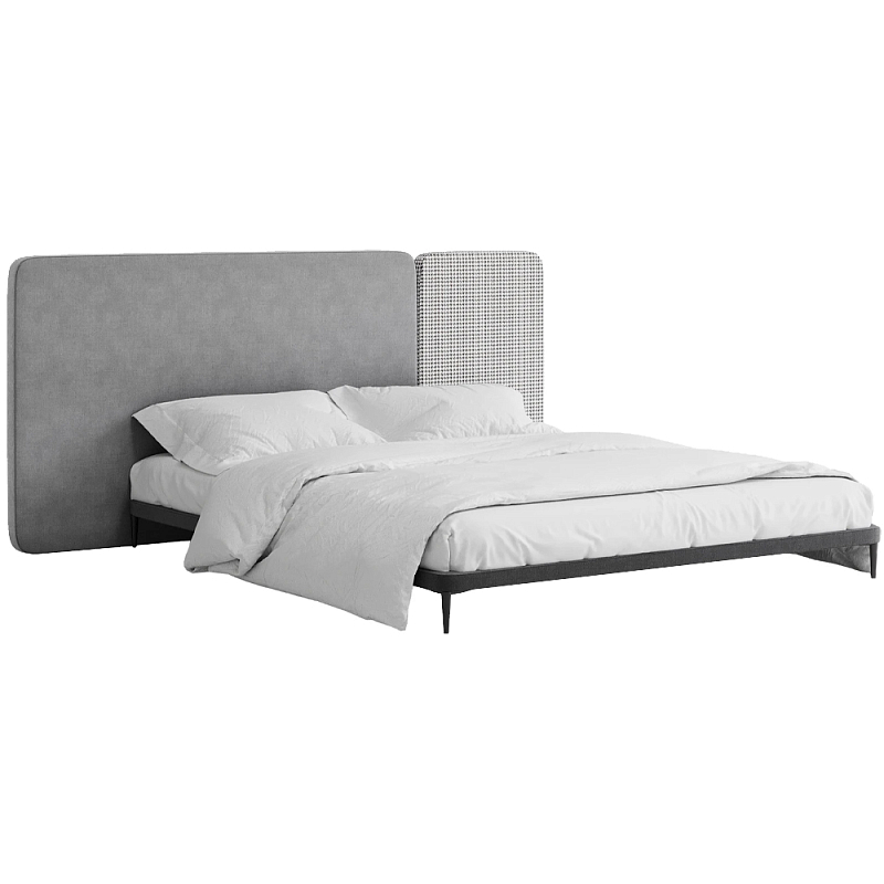 Кровать с большим мягким изголовьем Unity Grey Bed Серый Темно-серый Кровать с большим мягким изголовьем Unity Grey Bed Серый Темно-серый в Грозном | Loft Concept