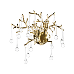 Бра в форме ветвей деревьев золотого цвета с прозрачными подвесками-каплями Droplet Bra варинант исполнения - 3 | Loft Concept в Грозном