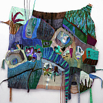 Панно гобелен яркие Пространство-Время TimeSpace Blue варинант исполнения - 1 | Loft Concept в Грозном