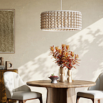 Люстра в форме цилиндра с вставками из деревянных бусин Wooden Beads варинант исполнения - 5 | Loft Concept в Грозном