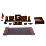 Настольный письменный набор с часами из природного камня обсидиана Royal Set варинант исполнения - 1 | Loft Concept в Грозном
