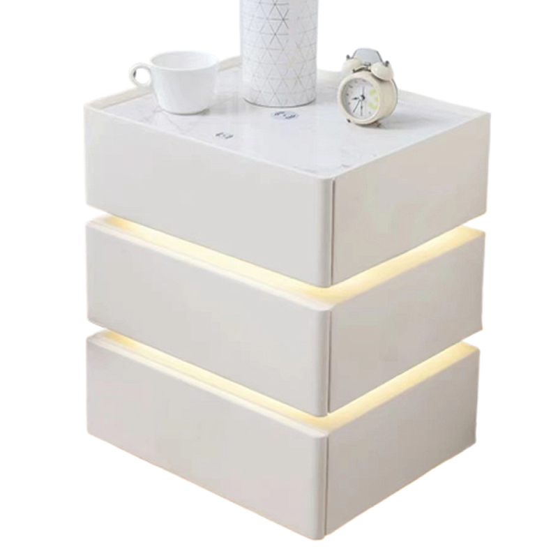 Умная прикроватная тумба с беспроводной зарядкой и подсветкой Smart Bedside Table Белый Умная прикроватная тумба с беспроводной зарядкой и подсветкой Smart Bedside Table Белый в Грозном | Loft Concept